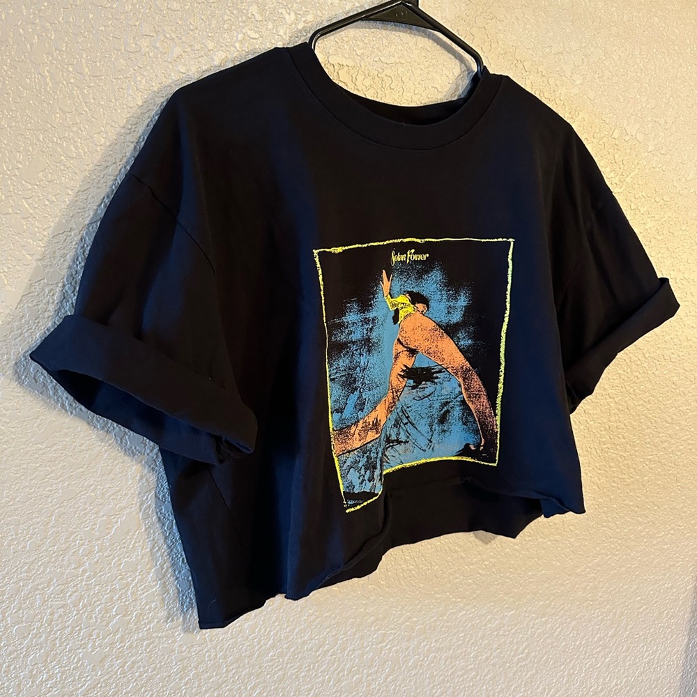 Black Graphic Crop Top